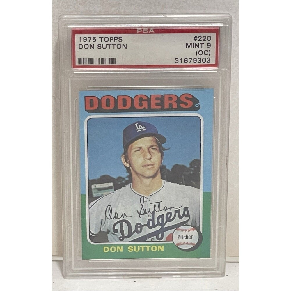 Vintage 1975 Topps #220 DON SUTTON Los Angeles Dodgers HOF PSA 9 MINT (OC) MLB